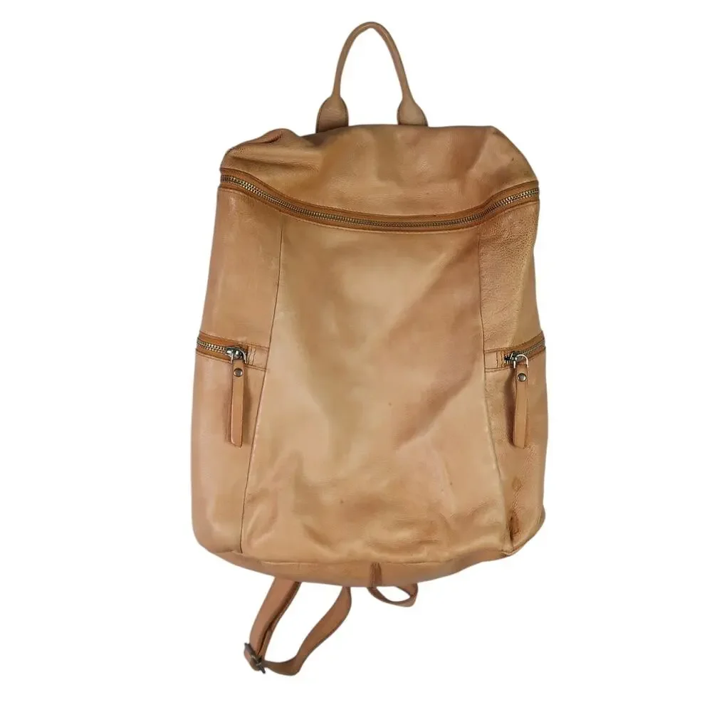 Vilenca Holland Tan Brown Leather Backpack Purse